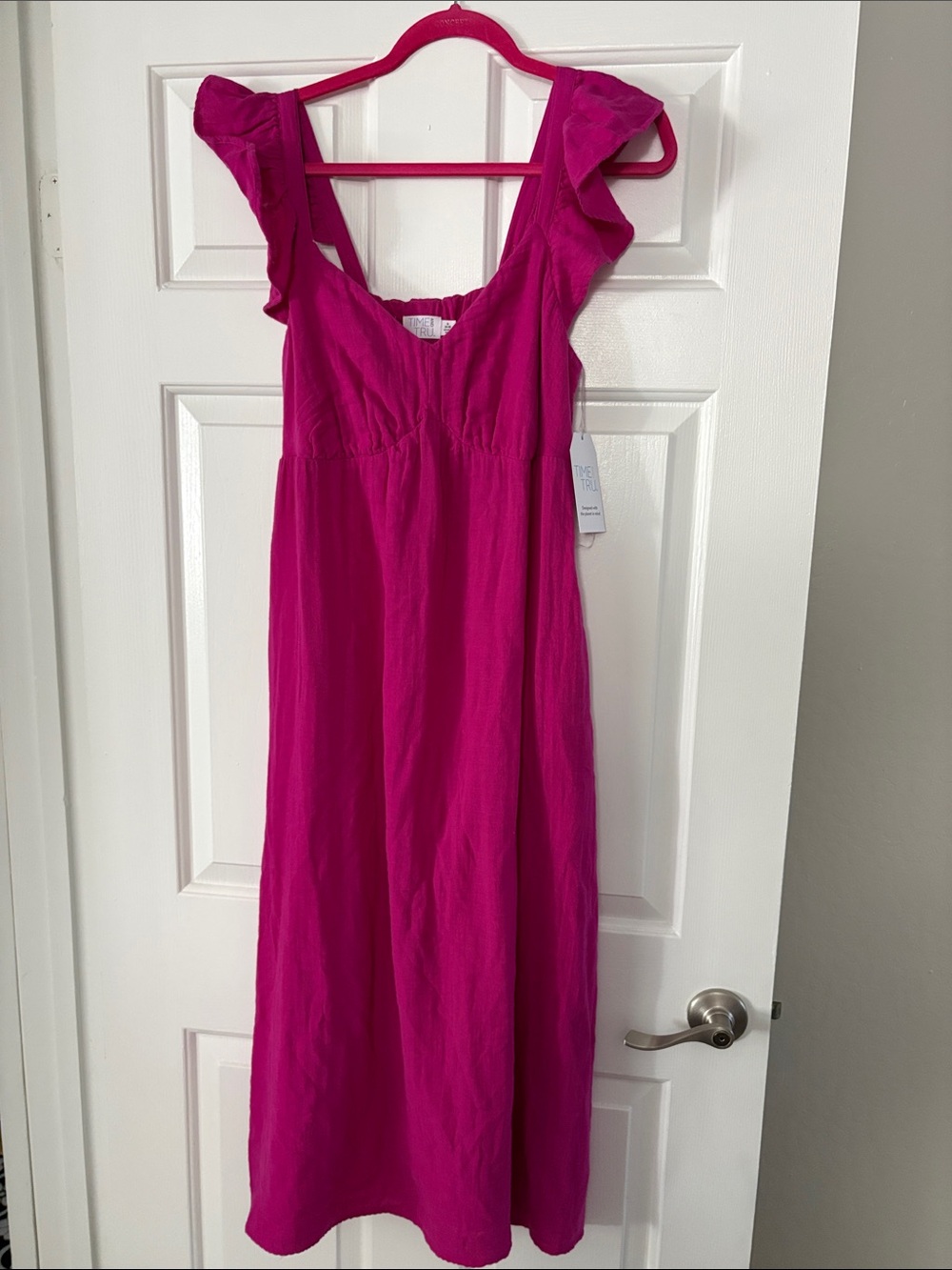 Fuchsia Ruffle Sleeve Maxi Dress